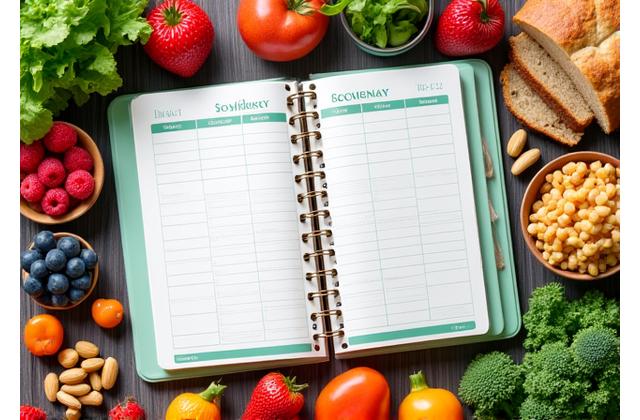 Ukázka personalizovaného jídelníčku s čerstvými potravinami a výživovými údaji