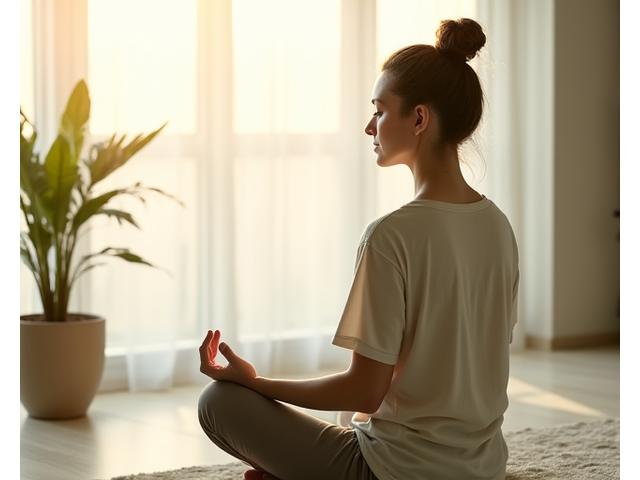 Žena v meditační pozici symbolizující holistický wellness a rovnováhu